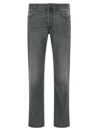 Gray Cotton Slim Fit Jeans