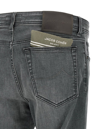 Gray Cotton Slim Fit Jeans