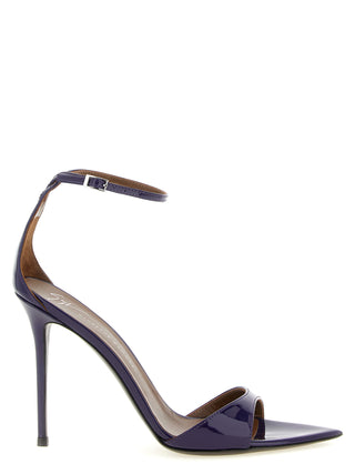 Purple Calfskin Stiletto Heel Sandals
