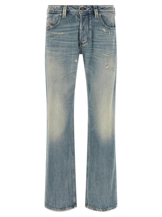 Blue Cotton Straight-Leg Jeans