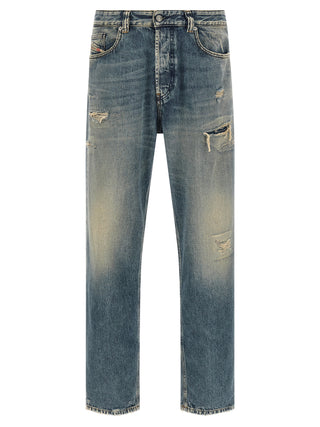 Blue Cotton Tapered Jeans