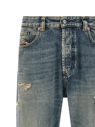 Blue Cotton Tapered Jeans
