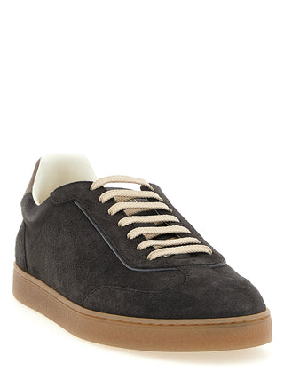 Gray Calfskin Low Top Sneakers