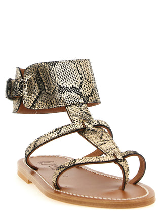 Gray Goatskin Flat Sandals