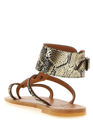 Gray Goatskin Flat Sandals