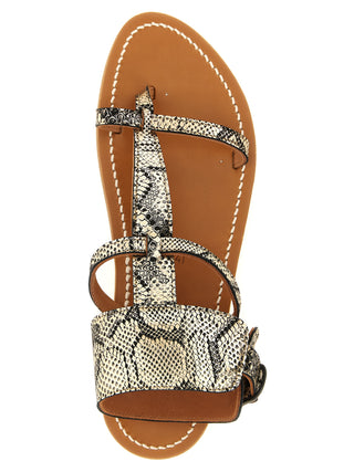 Gray Goatskin Flat Sandals
