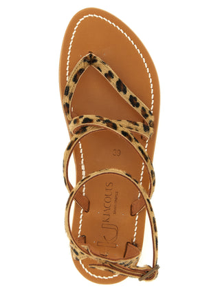 Brown Cowhide Flat Sandals