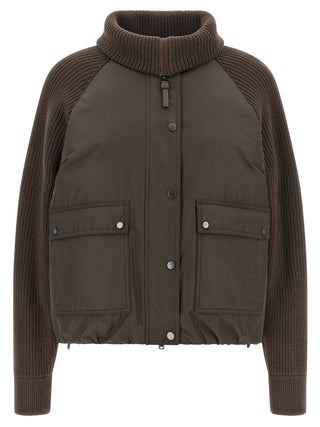 Brown Cotton Full-Length Jacket