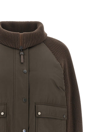 Brown Cotton Full-Length Jacket