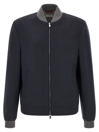 Blue Cashmere Bomber
