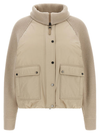 Beige Cotton Full-Length Jacket