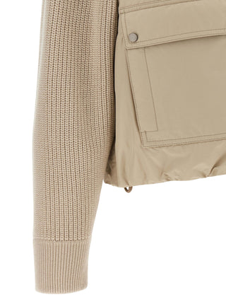 Beige Cotton Full-Length Jacket