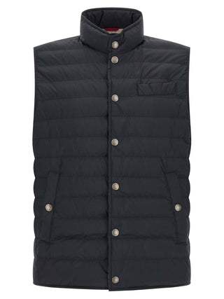 Blue Polyester Sleeveless Jacket