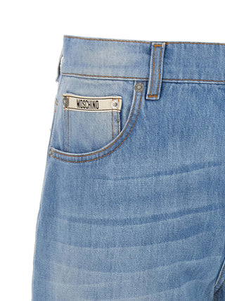 Blue Cotton Straight-Leg Jeans