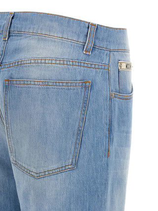 Blue Cotton Straight-Leg Jeans