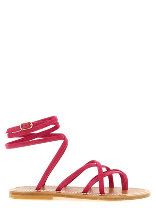 Fuchsia Calfskin Flat Sandals