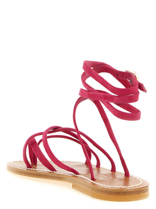 Fuchsia Calfskin Flat Sandals