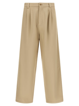 Beige Cotton Casual Pants
