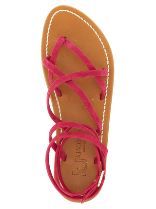 Fuchsia Calfskin Flat Sandals