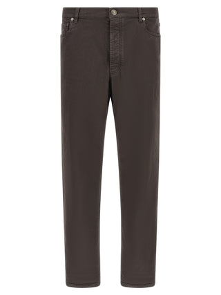 Brown Cotton Straight-Leg Jeans