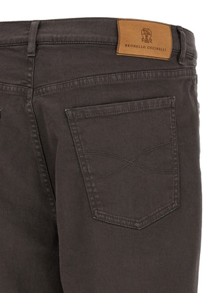 Brown Cotton Straight-Leg Jeans