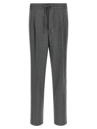 Gray Virgin Wool Casual Pants