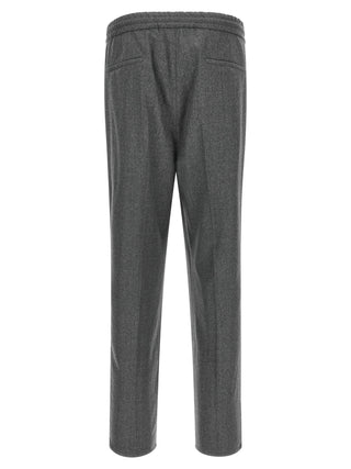 Gray Virgin Wool Casual Pants