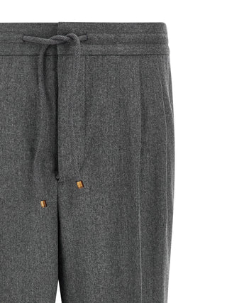 Gray Virgin Wool Casual Pants