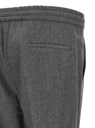 Gray Virgin Wool Casual Pants