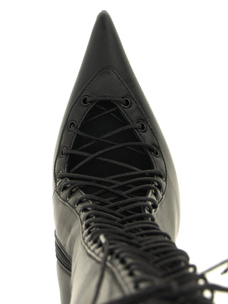 Black Lamb Leather Over The Knee