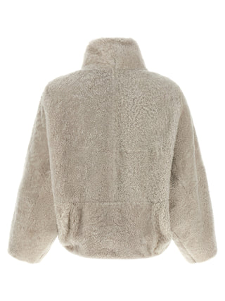 Beige Lamb Leather Full-Length Jacket