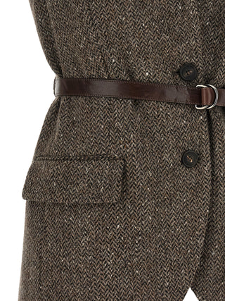 Brown Virgin Wool Sleeveless Jacket