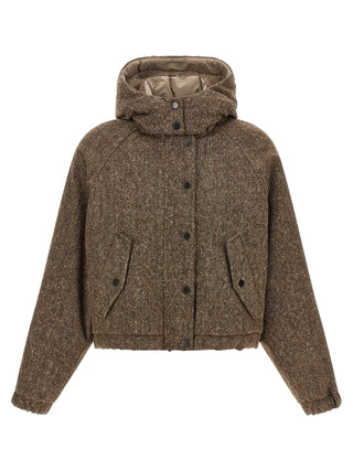 Brown Virgin Wool Full-Length Jacket