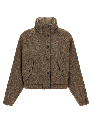 Brown Virgin Wool Full-Length Jacket