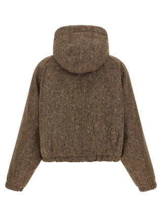 Brown Virgin Wool Full-Length Jacket