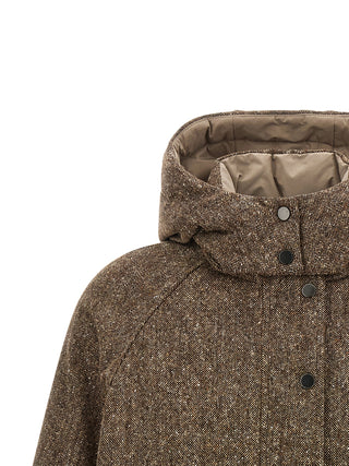 Brown Virgin Wool Full-Length Jacket