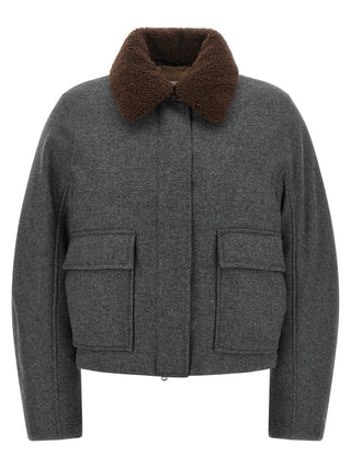 Gray Virgin Wool Full-Length Jacket