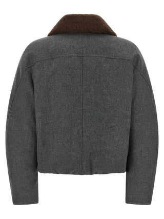 Gray Virgin Wool Full-Length Jacket