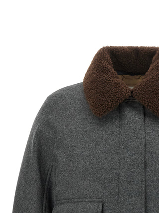 Gray Virgin Wool Full-Length Jacket