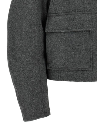 Gray Virgin Wool Full-Length Jacket