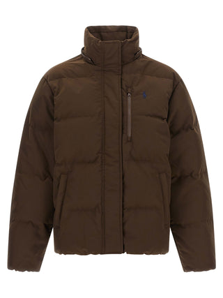 Brown Polyester Full-Length Jacket