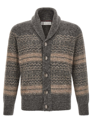 Gray Alpaca Leather Cardigan