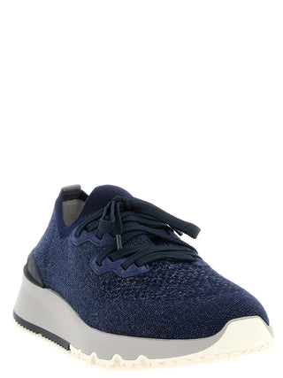 Blue Cotton Athletic Sneakers