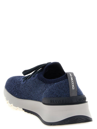 Blue Cotton Athletic Sneakers