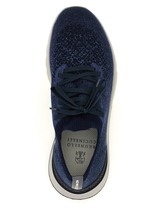 Blue Cotton Athletic Sneakers