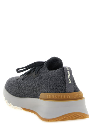 Gray Cotton Athletic Sneakers