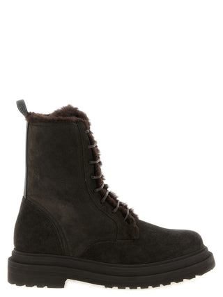 Brown Calfskin Lace-Up Boots