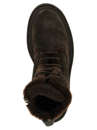 Brown Calfskin Lace-Up Boots