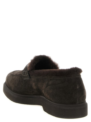 Brown Calfskin Slip-On Loafers