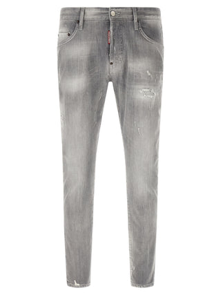Gray Cotton Tapered Jeans